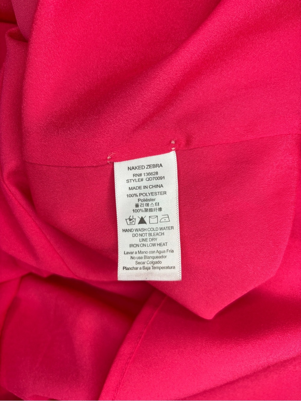Naked Zebra Hot Pink Mini Slip Dress Adjustable Spaghetti Straps Bright Summer - Picture 4 of 8